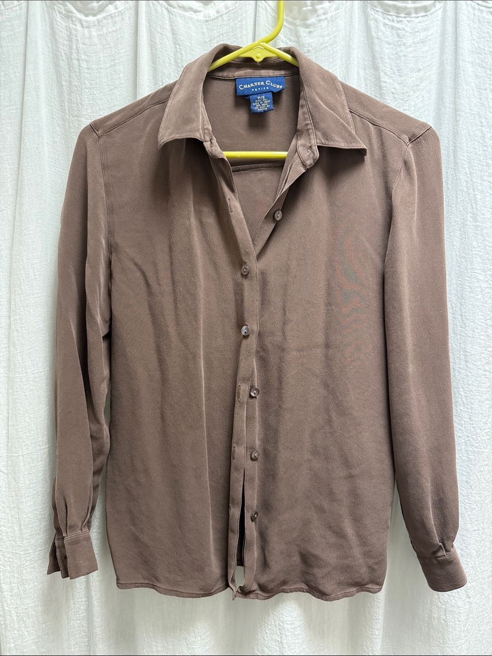 Charter Club Women's Taupe Button-Down Blouse